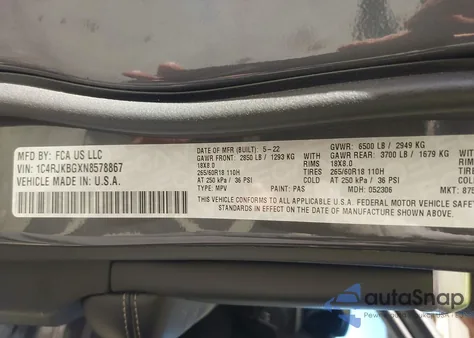 2022 Jeep Grand Cherokee L Limited 4X4 from USA, damaged, VIN 1C4RJKBGXN8578867